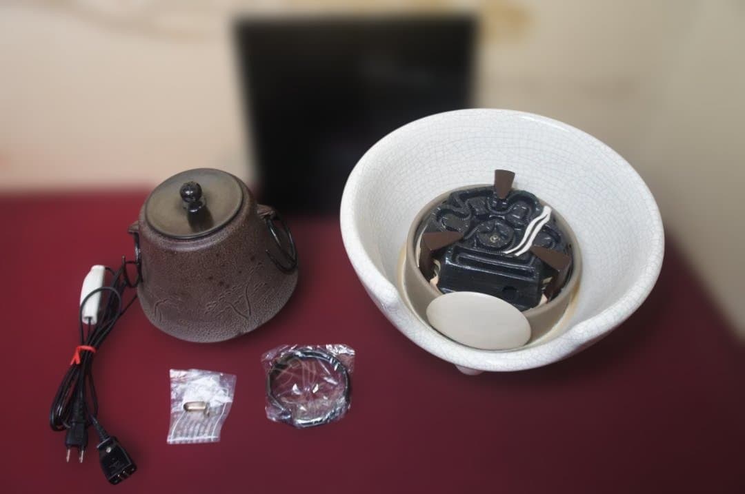 ☆ 創巧野々田 しろ薩摩風炉(紅鉢型)電熱器 国宝敬典富士釜他フルセット送料込み