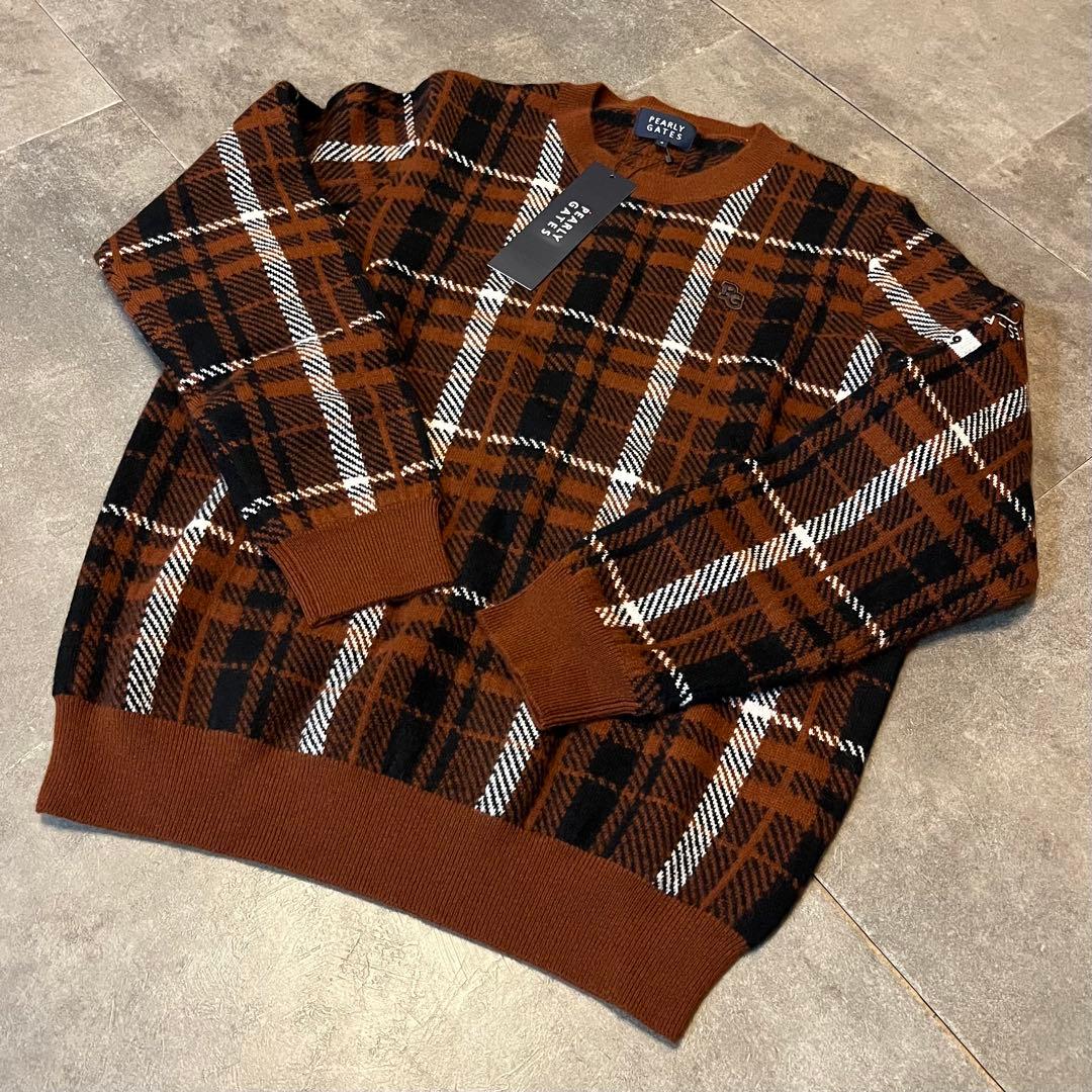 新品 パーリーゲイツ カシミヤ100% 天竺 クルーネックニットプルオーバー