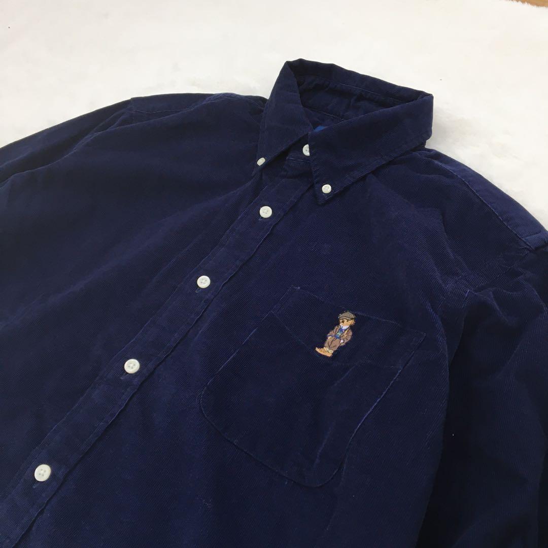 ポロラルフローレン 長袖シャツ【L】ポロベア 大きいサイズ コーデュロイ 美品