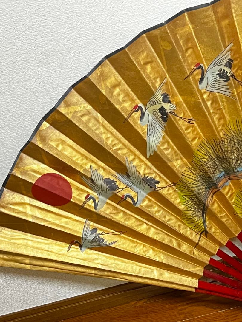 日本舞踊 扇子 金色 松 鶴