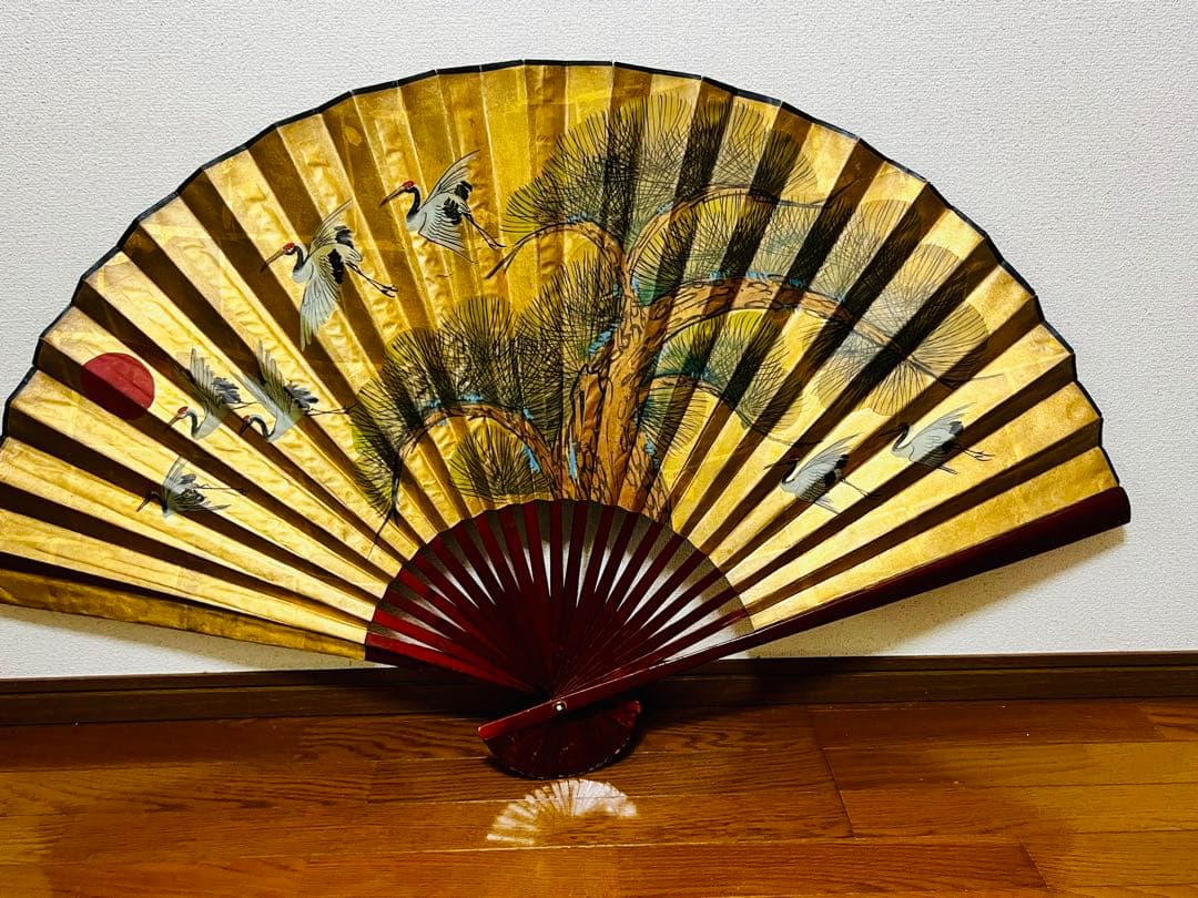 日本舞踊 扇子 金色 松 鶴