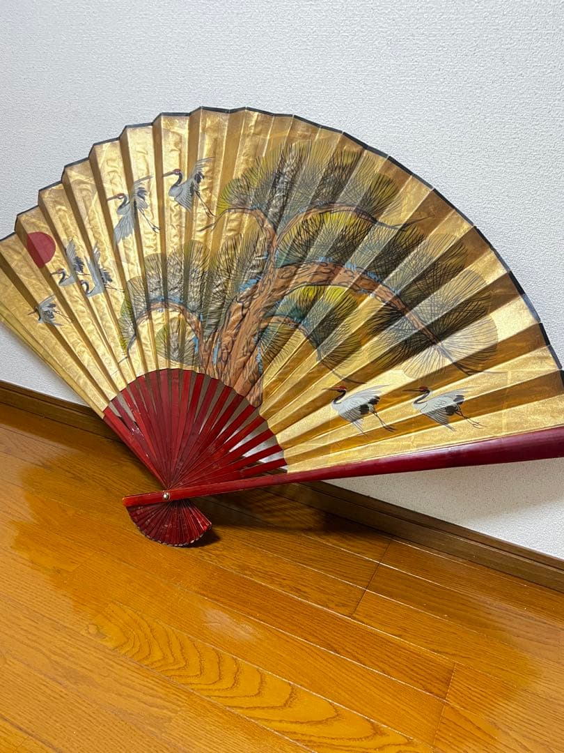 日本舞踊 扇子 金色 松 鶴