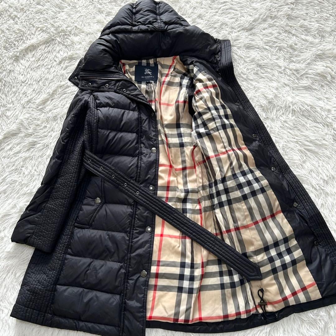 希少2XL BURBERRY バーバリー　ダウンコート　フード　ベルト付き 黒