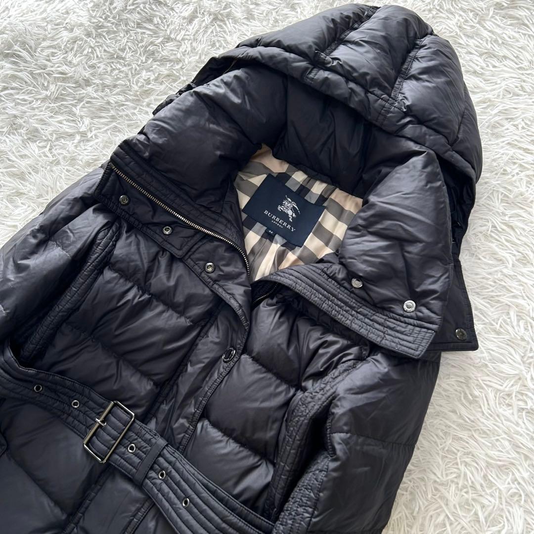 希少2XL BURBERRY バーバリー　ダウンコート　フード　ベルト付き 黒