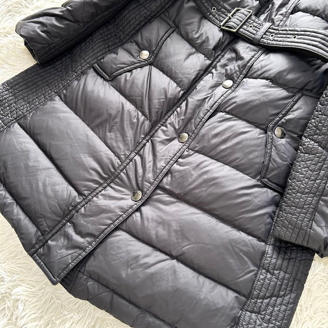 希少2XL BURBERRY バーバリー　ダウンコート　フード　ベルト付き 黒
