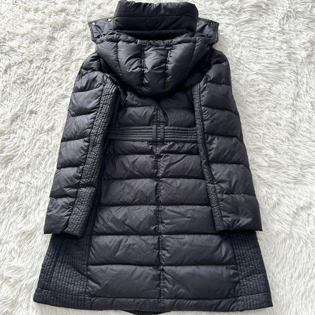 希少2XL BURBERRY バーバリー　ダウンコート　フード　ベルト付き 黒