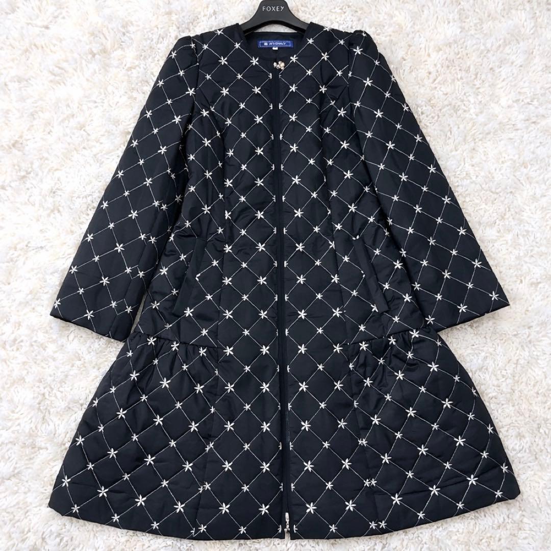 美品♡ エムズグレイシー キルティング 中綿 ロングコート チャーム 黒 40