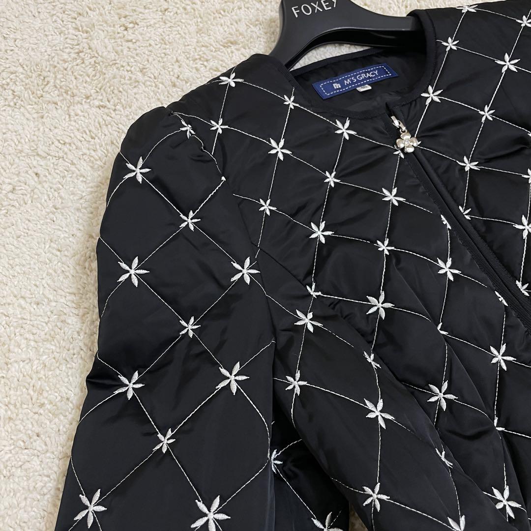 美品♡ エムズグレイシー キルティング 中綿 ロングコート チャーム 黒 40