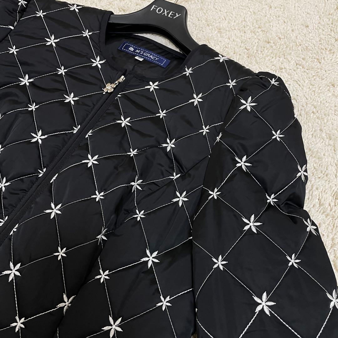 美品♡ エムズグレイシー キルティング 中綿 ロングコート チャーム 黒 40