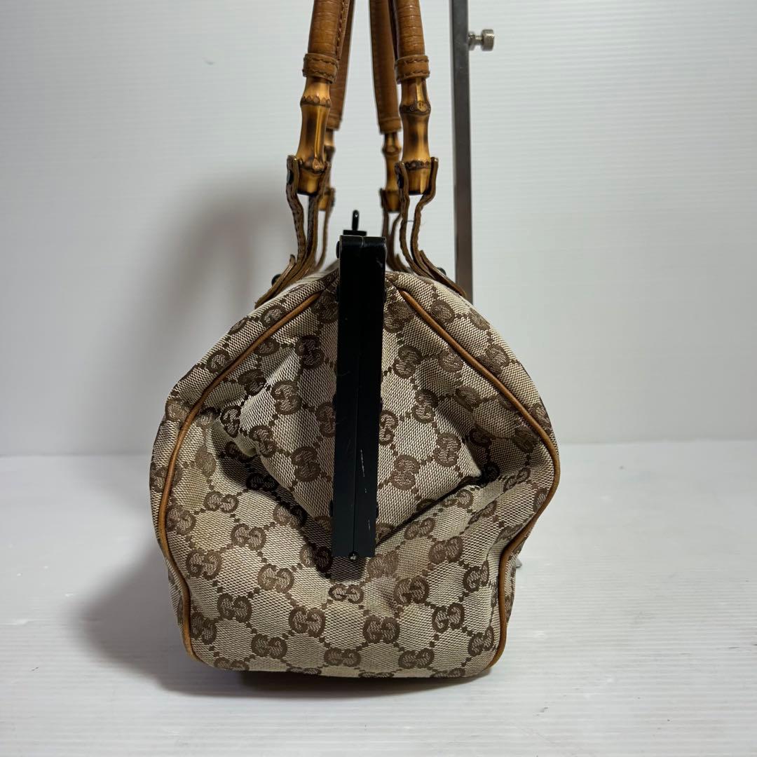 GUCCI グッチ GG柄 がま口 バンブー ボストンバッグ 大容量