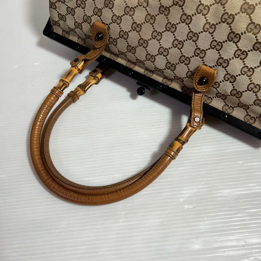 GUCCI グッチ GG柄 がま口 バンブー ボストンバッグ 大容量
