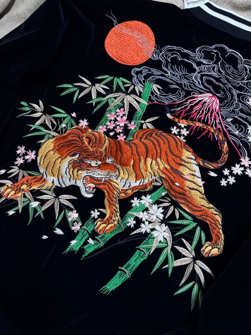 未使用 別珍 虎 ONI DENIM 刺繍 スカジャン 富士山 虎 限定 美品