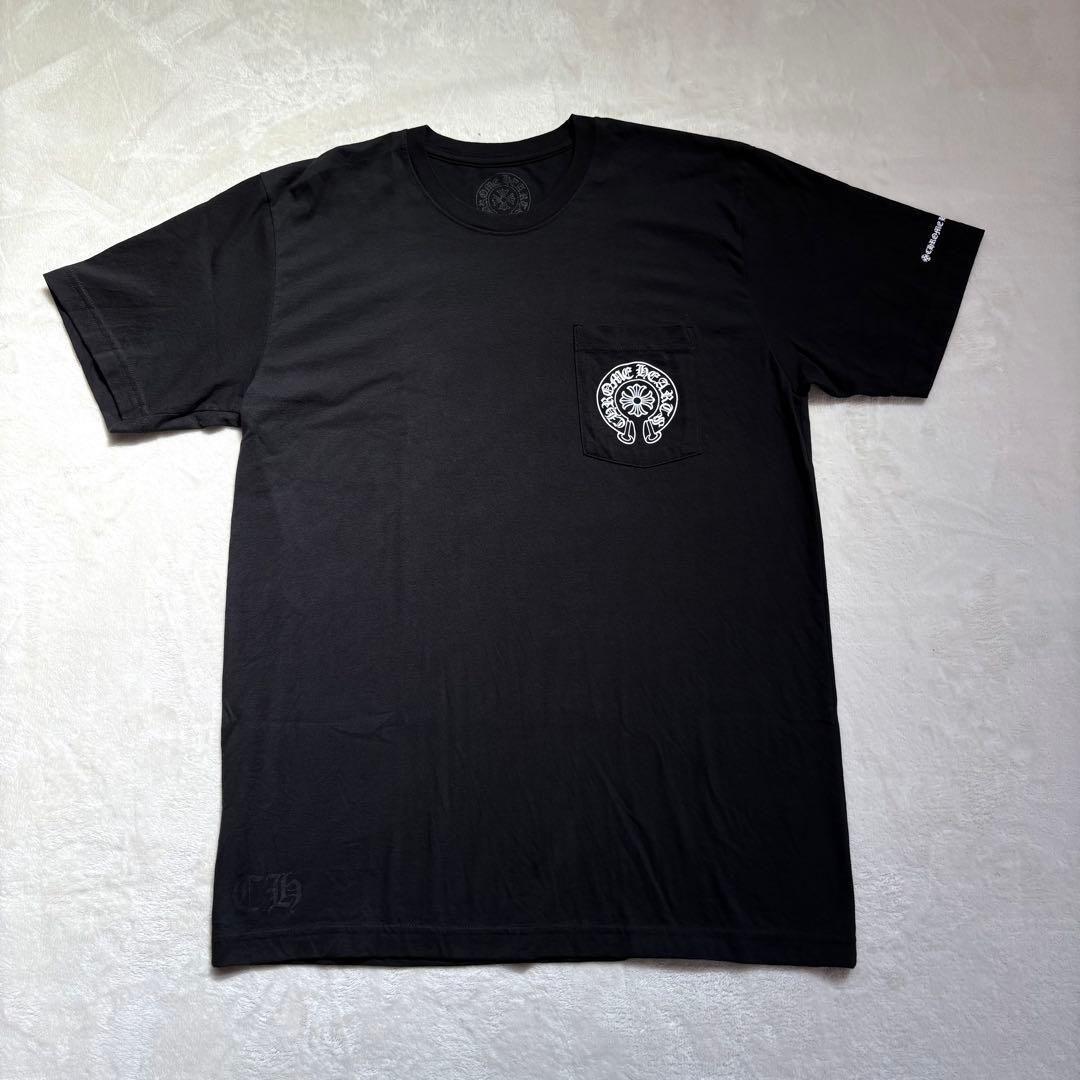 極美・Lサイズ　CHROME HEARTS ホースシューロゴ　半袖Tシャツ　黒