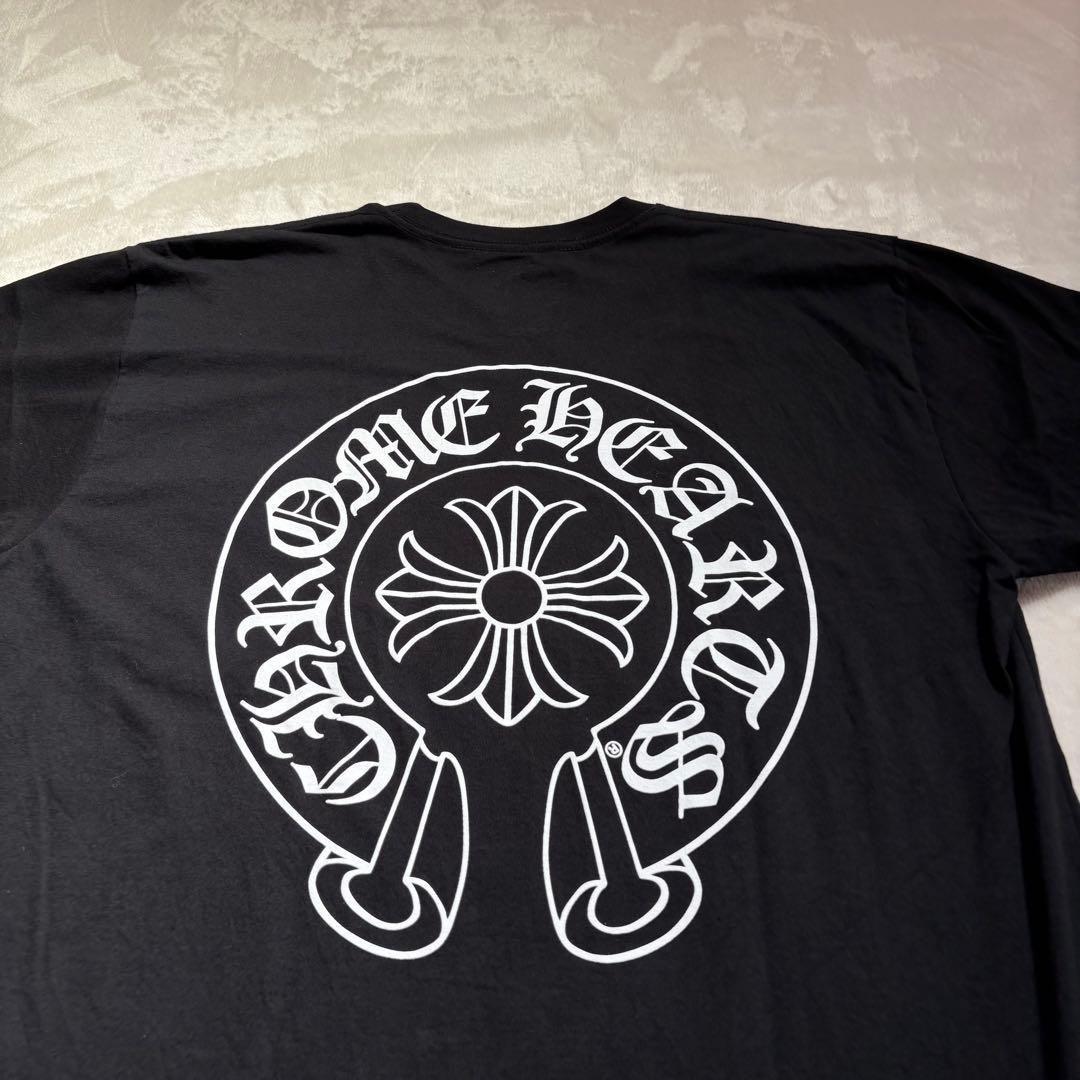 極美・Lサイズ　CHROME HEARTS ホースシューロゴ　半袖Tシャツ　黒