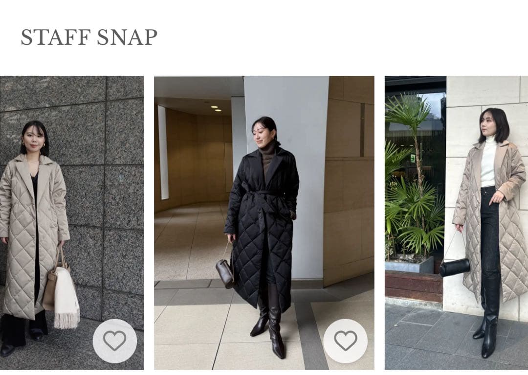 【TAION×anuans】チェスターロングダウン キルティング アニュアンス