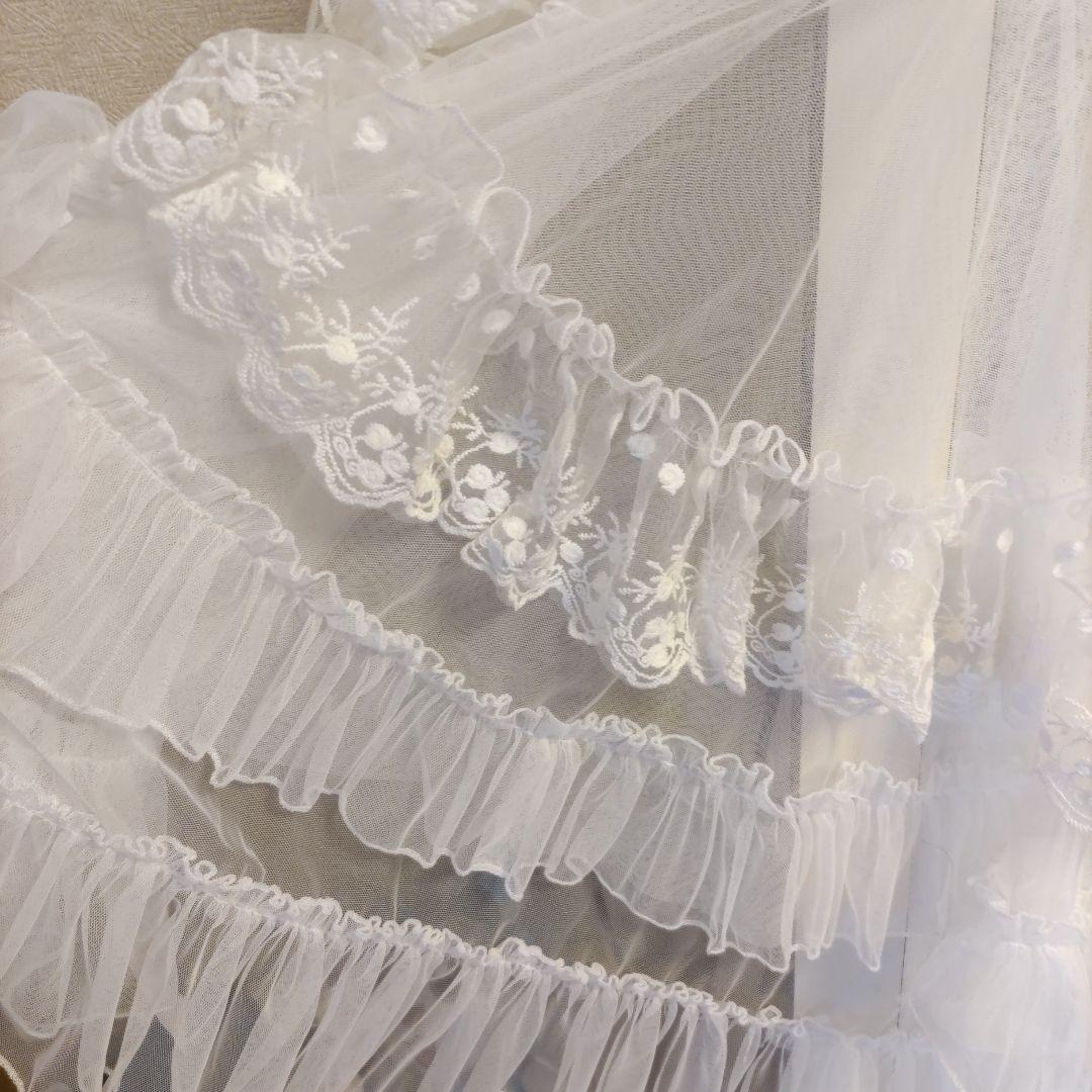 ホワイトチュールフリルフリルエプロンdroptosaintMaria
