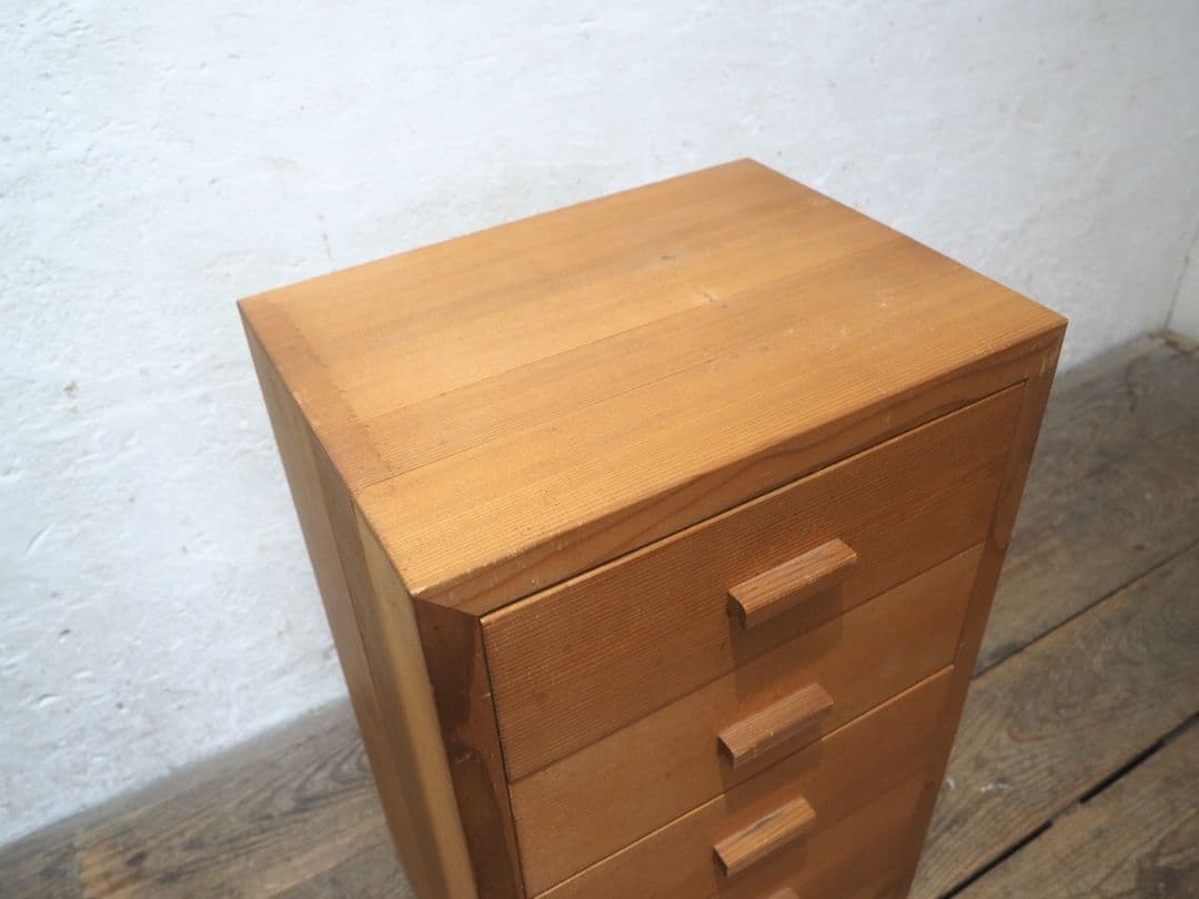 1243 ①10kg 重厚な無垢材の収納棚　袖机　引き出し　チェスト　テーブル