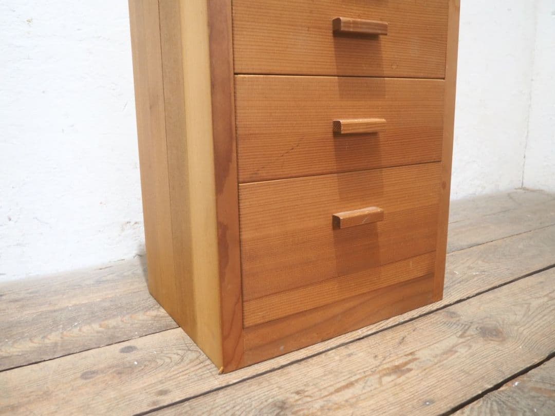 1243 ①10kg 重厚な無垢材の収納棚　袖机　引き出し　チェスト　テーブル