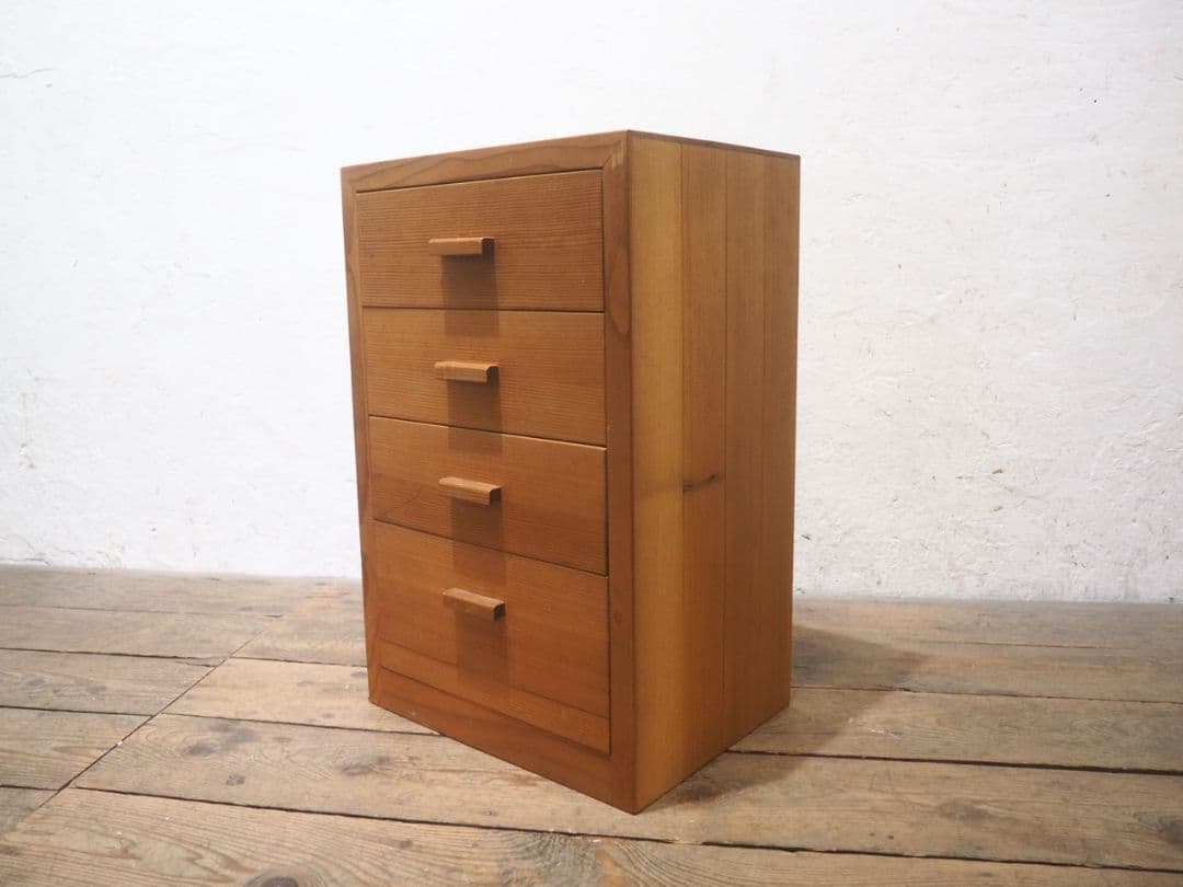 1243 ①10kg 重厚な無垢材の収納棚　袖机　引き出し　チェスト　テーブル