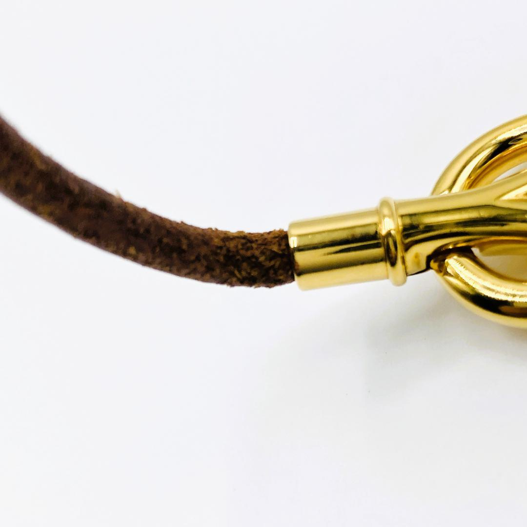 HERMES エルメス アタメ ブレスレット ゴールド ブラウン レザー