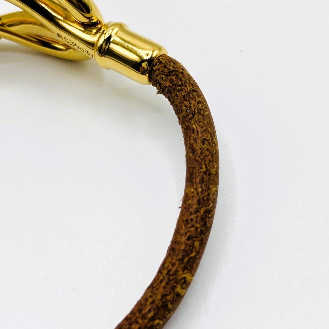 HERMES エルメス アタメ ブレスレット ゴールド ブラウン レザー