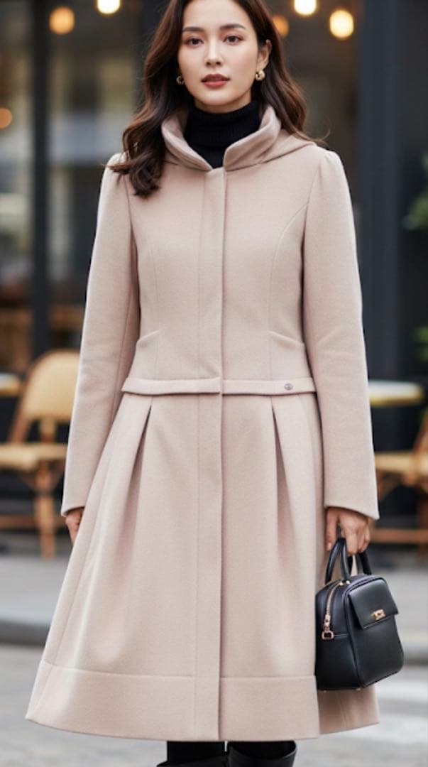 FOXEY フォクシーNY 2way コート38 ピーチベージュ