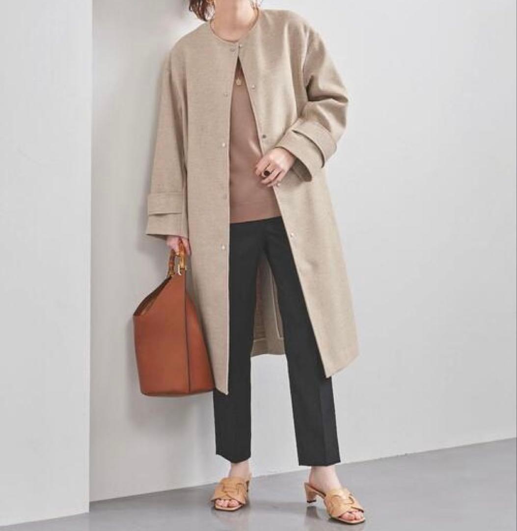 [あきこ ] UA - UBC フェイクリネン ノーカラーコート