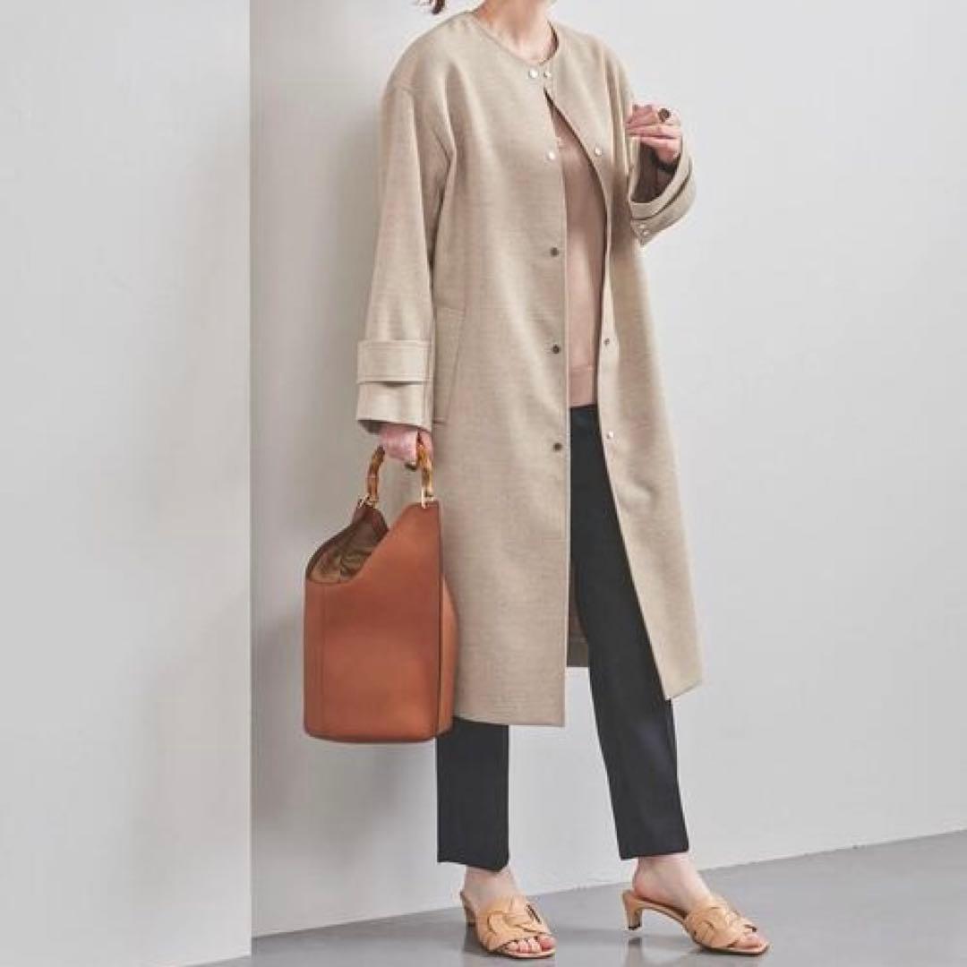 [あきこ ] UA - UBC フェイクリネン ノーカラーコート