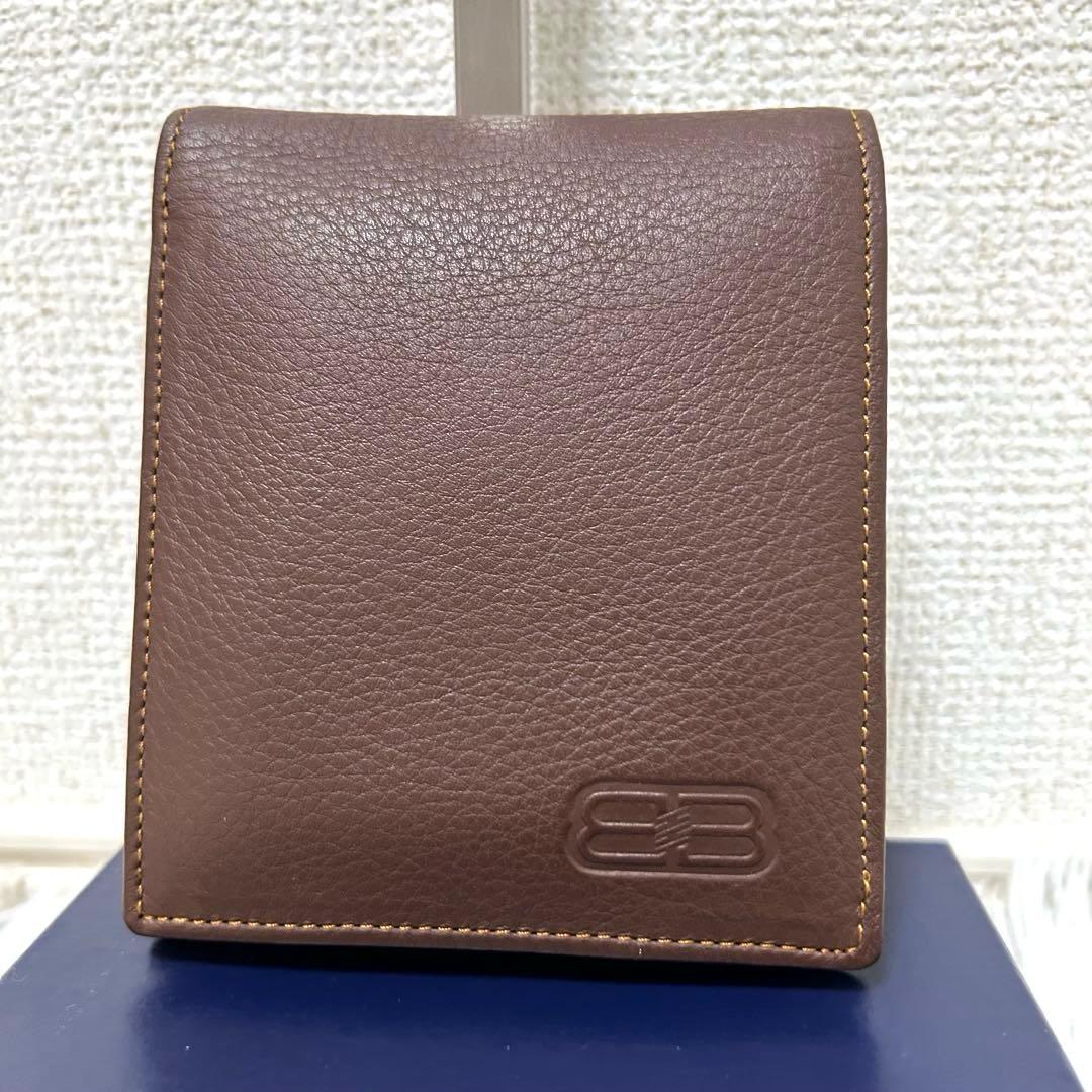【新品未使用✨ヴィンテージ感】バレンシアガ　二つ折り財布　ブラウン　本革　正規品
