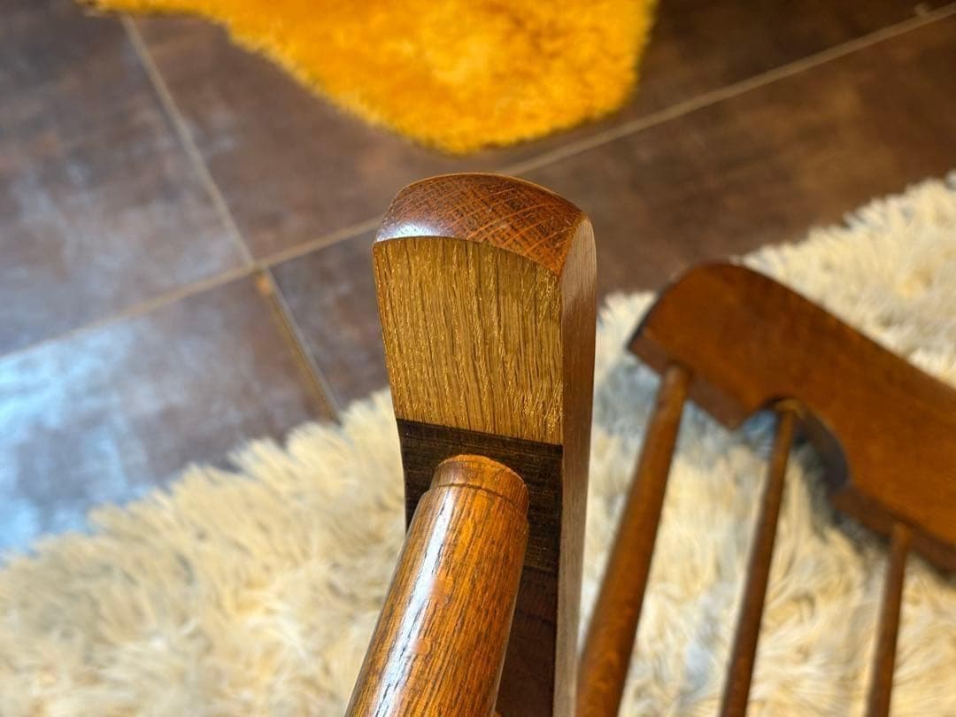 ①飛騨産業 キツツキマーク ロッキングチェア ダイニングチェア ビンテージ nG