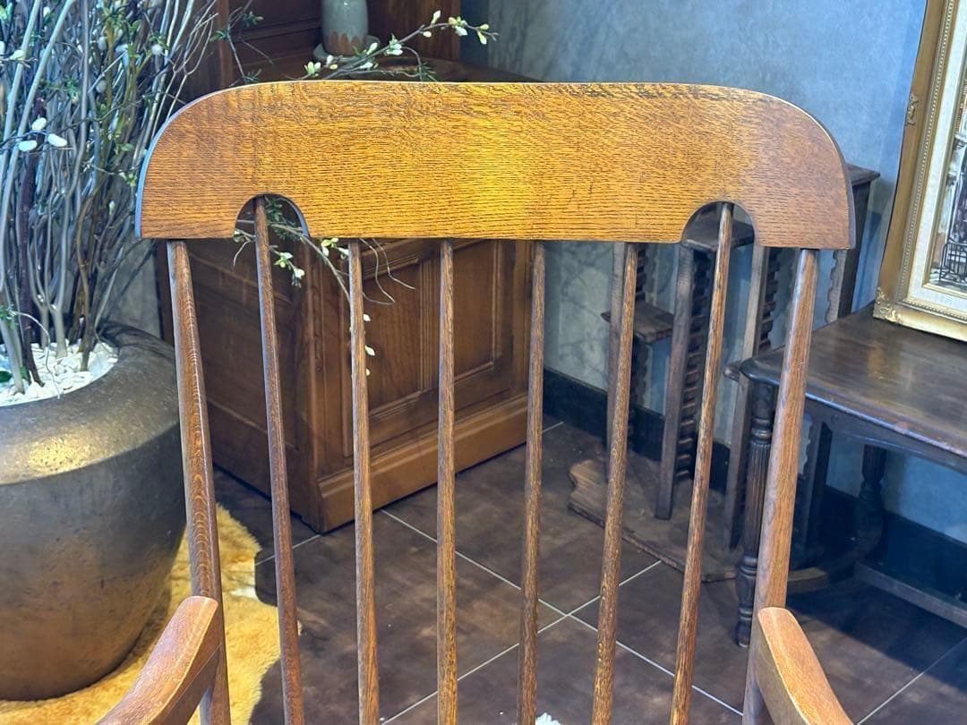 ①飛騨産業 キツツキマーク ロッキングチェア ダイニングチェア ビンテージ nG