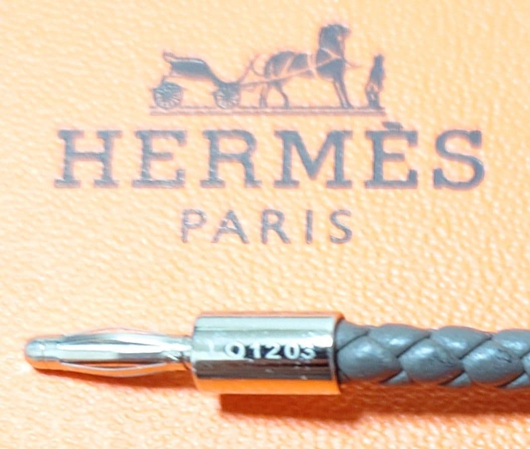 美品　エルメス　トゥルニ　トレッセ　グリ・エタン　編込み　箱付き