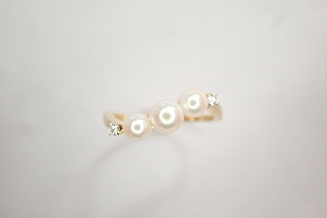 36/美品 ミキモト K18 真珠 ベビーパール約3.6-4.3 リング 指輪