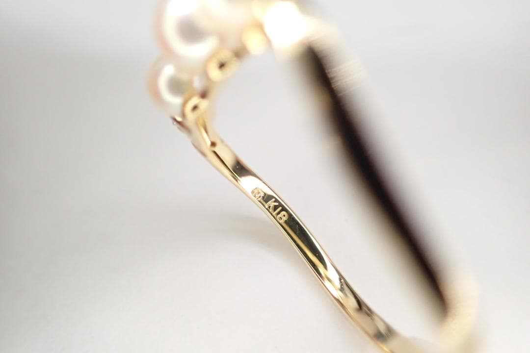 36/美品 ミキモト K18 真珠 ベビーパール約3.6-4.3 リング 指輪