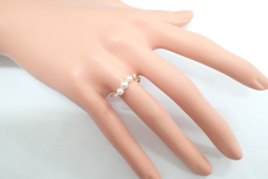 36/美品 ミキモト K18 真珠 ベビーパール約3.6-4.3 リング 指輪