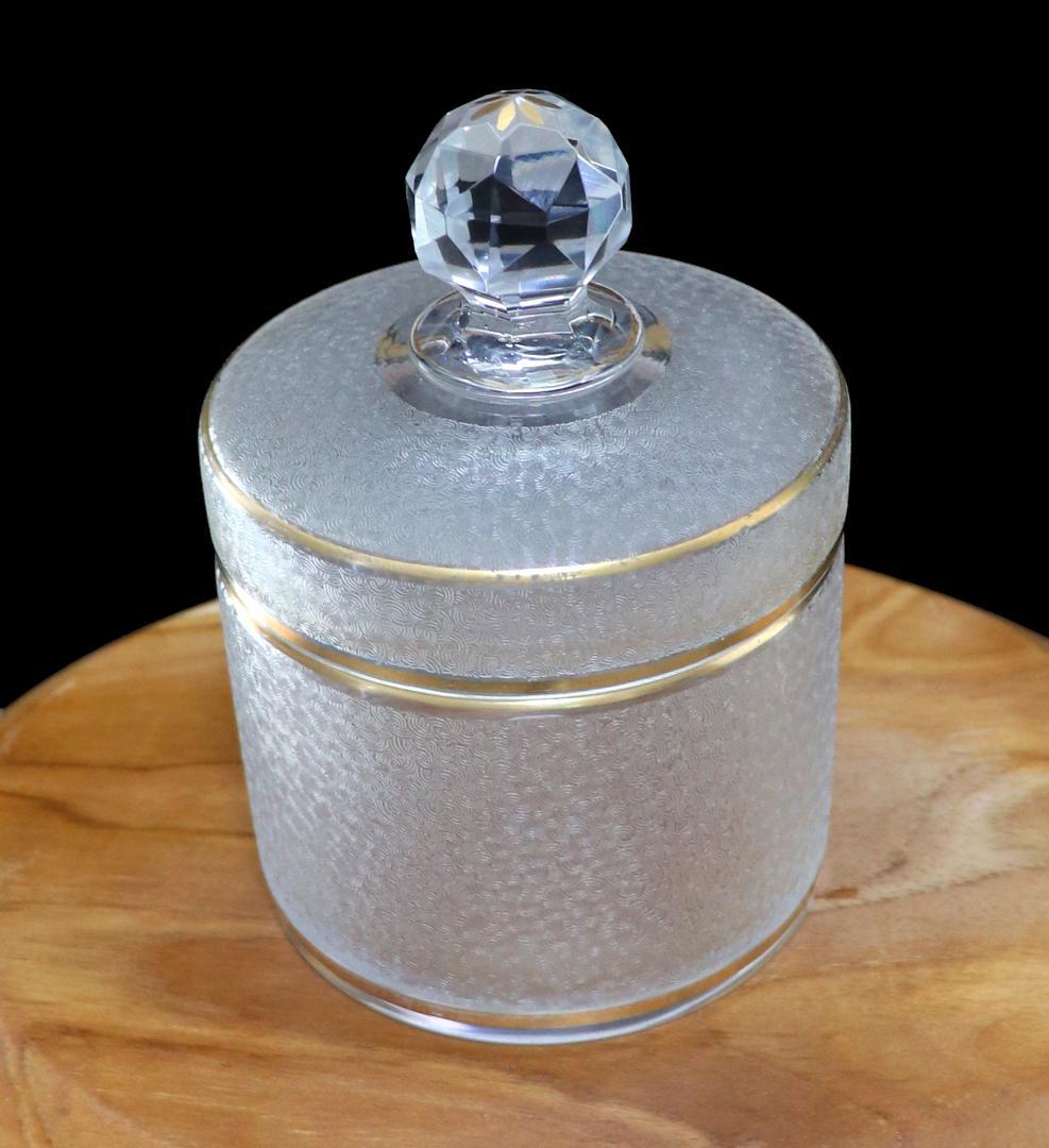 オールド・バカラ 春海商店特別注文品 青海波模様 金彩 蓋物 大サイズ 小物入れ