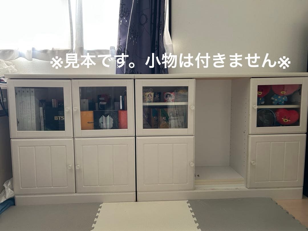 ホワイトキャビネット リビングボード サイドボード ガラス扉付き②