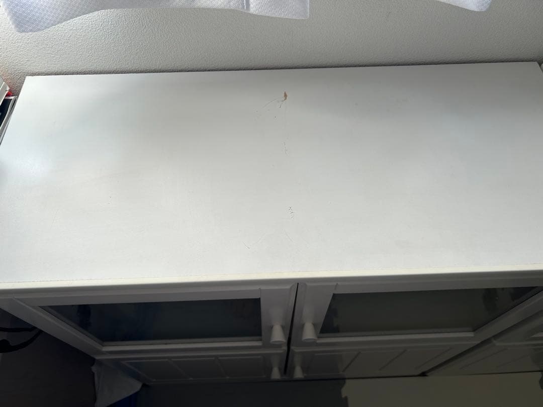 ホワイトキャビネット リビングボード サイドボード ガラス扉付き②