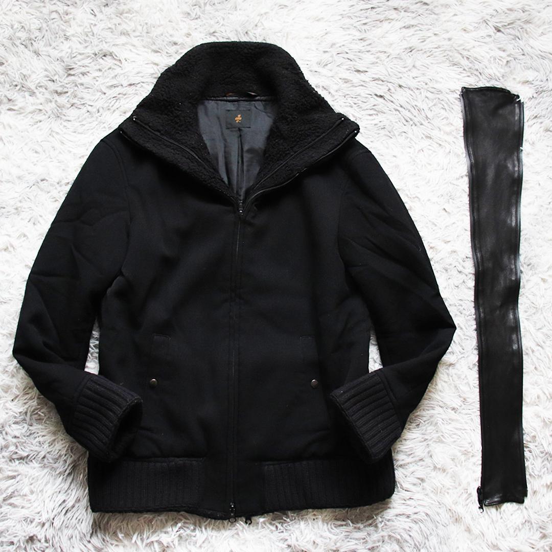 【あおば】希少✨ato ウールドビー中綿ミリタリーブルゾン ラムレザー