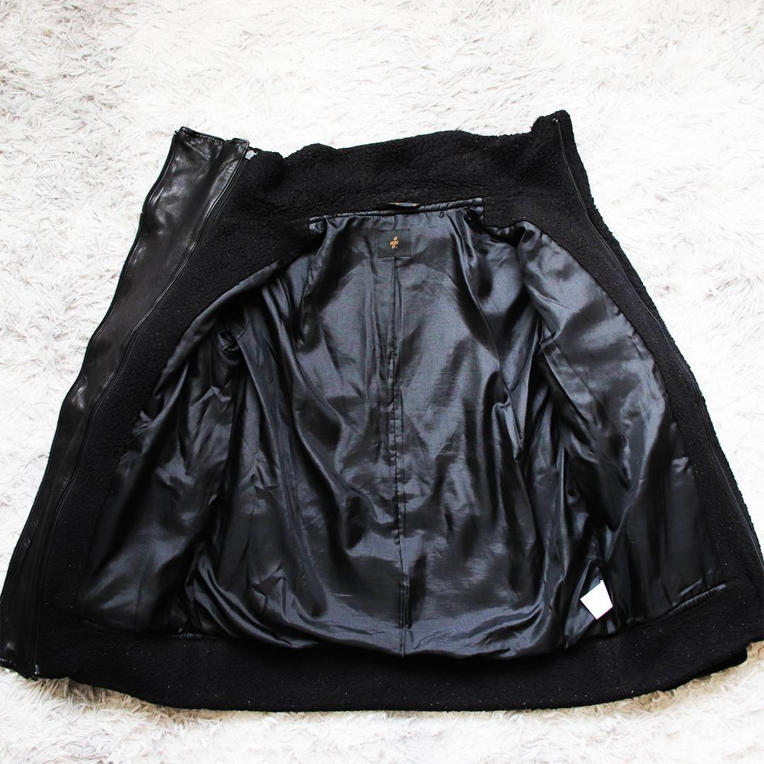 【あおば】希少✨ato ウールドビー中綿ミリタリーブルゾン ラムレザー