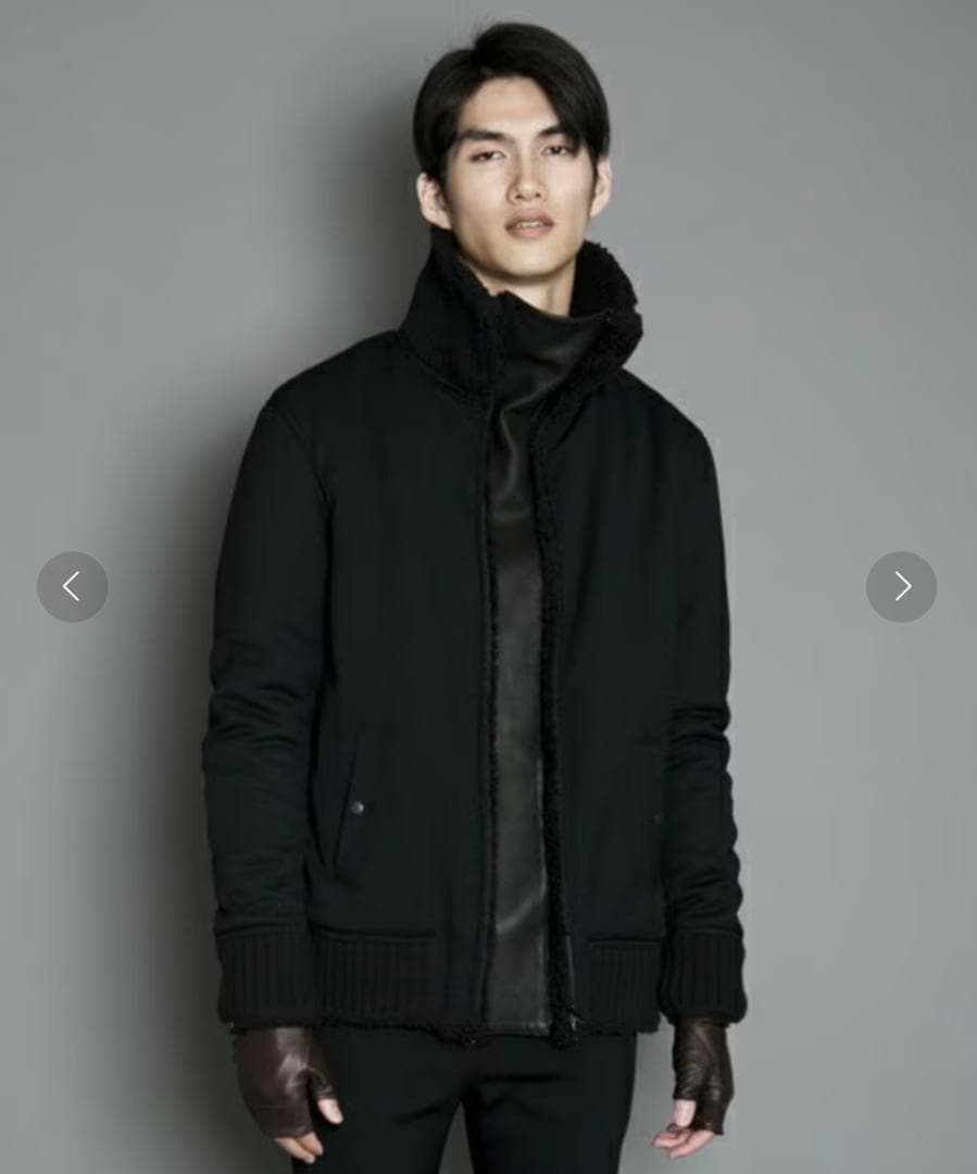 【あおば】希少✨ato ウールドビー中綿ミリタリーブルゾン ラムレザー