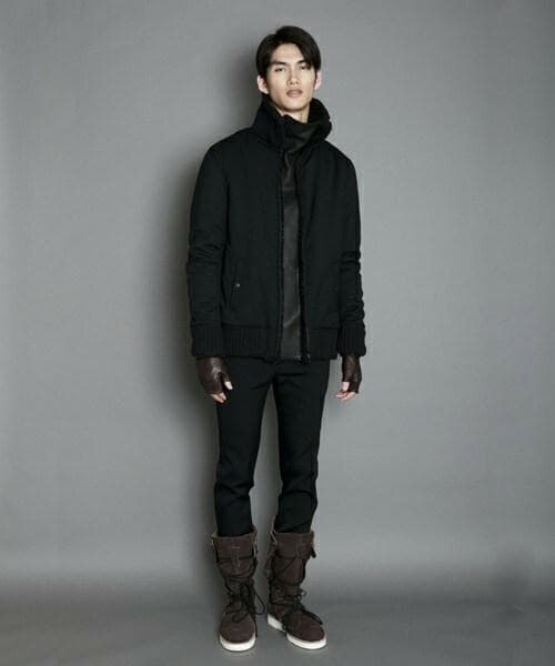 【あおば】希少✨ato ウールドビー中綿ミリタリーブルゾン ラムレザー