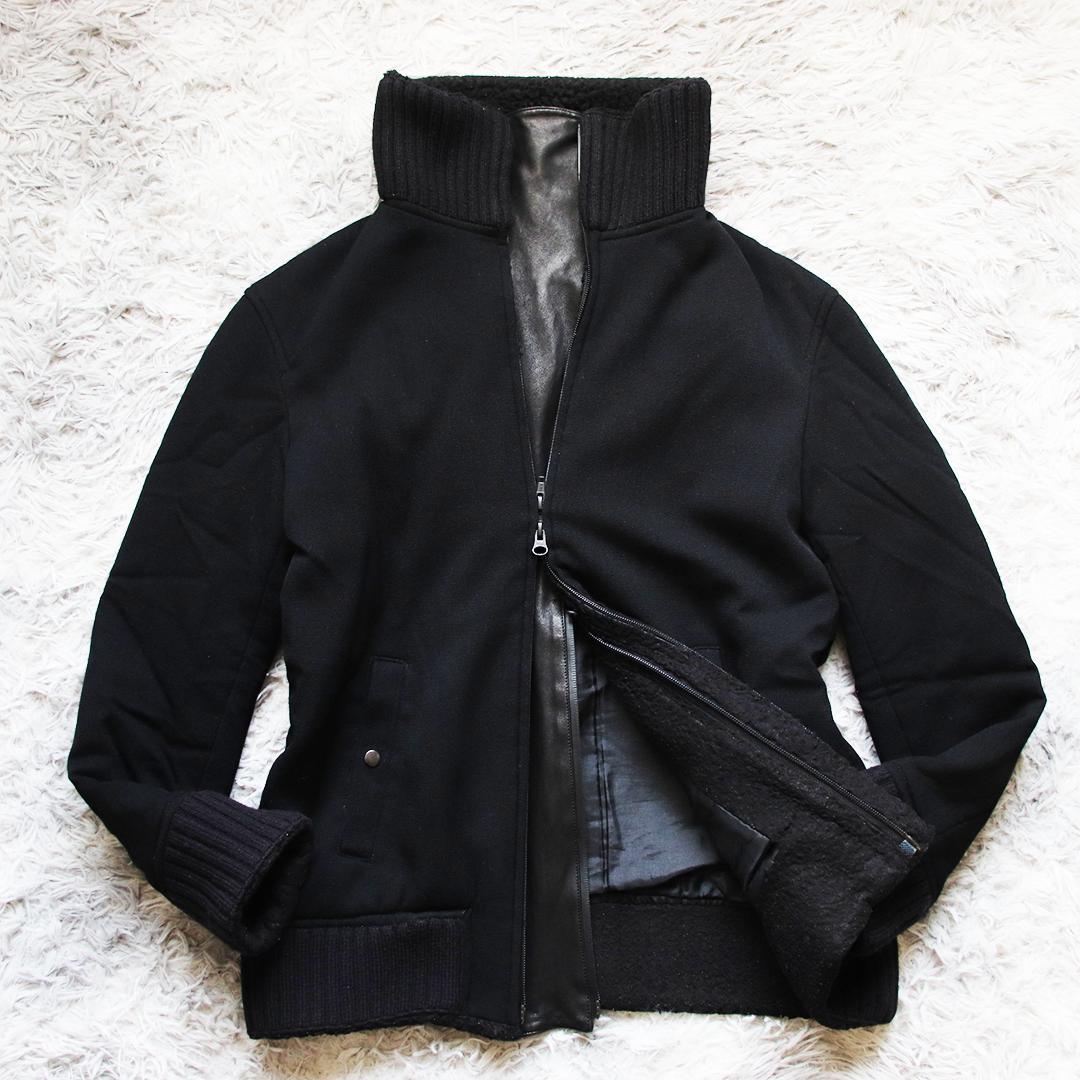【あおば】希少✨ato ウールドビー中綿ミリタリーブルゾン ラムレザー
