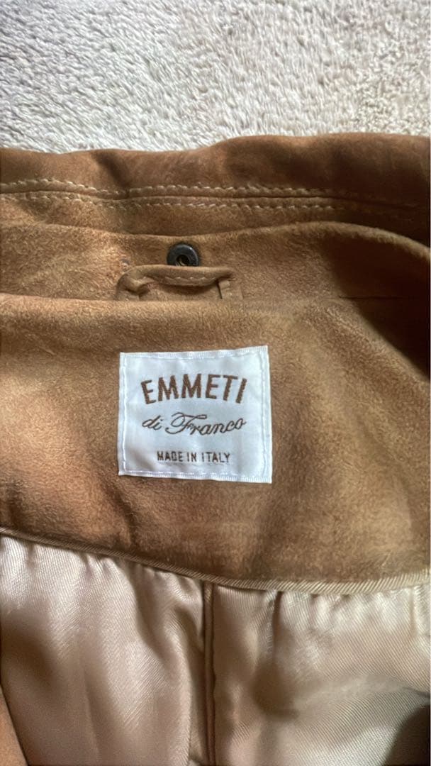 EMMETIイタリア製ラビットファー ゴートレザー トレンチコート48ブラウン