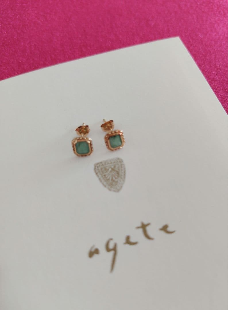 agete k10ピアス　エメラルド　イエローゴールド　誕生石