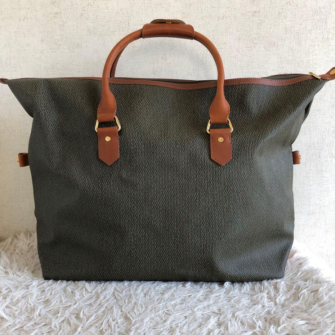 【ほぼ未使用】イヴサンローラン　ボストンバッグ　旅行鞄　PVC　本革　総柄