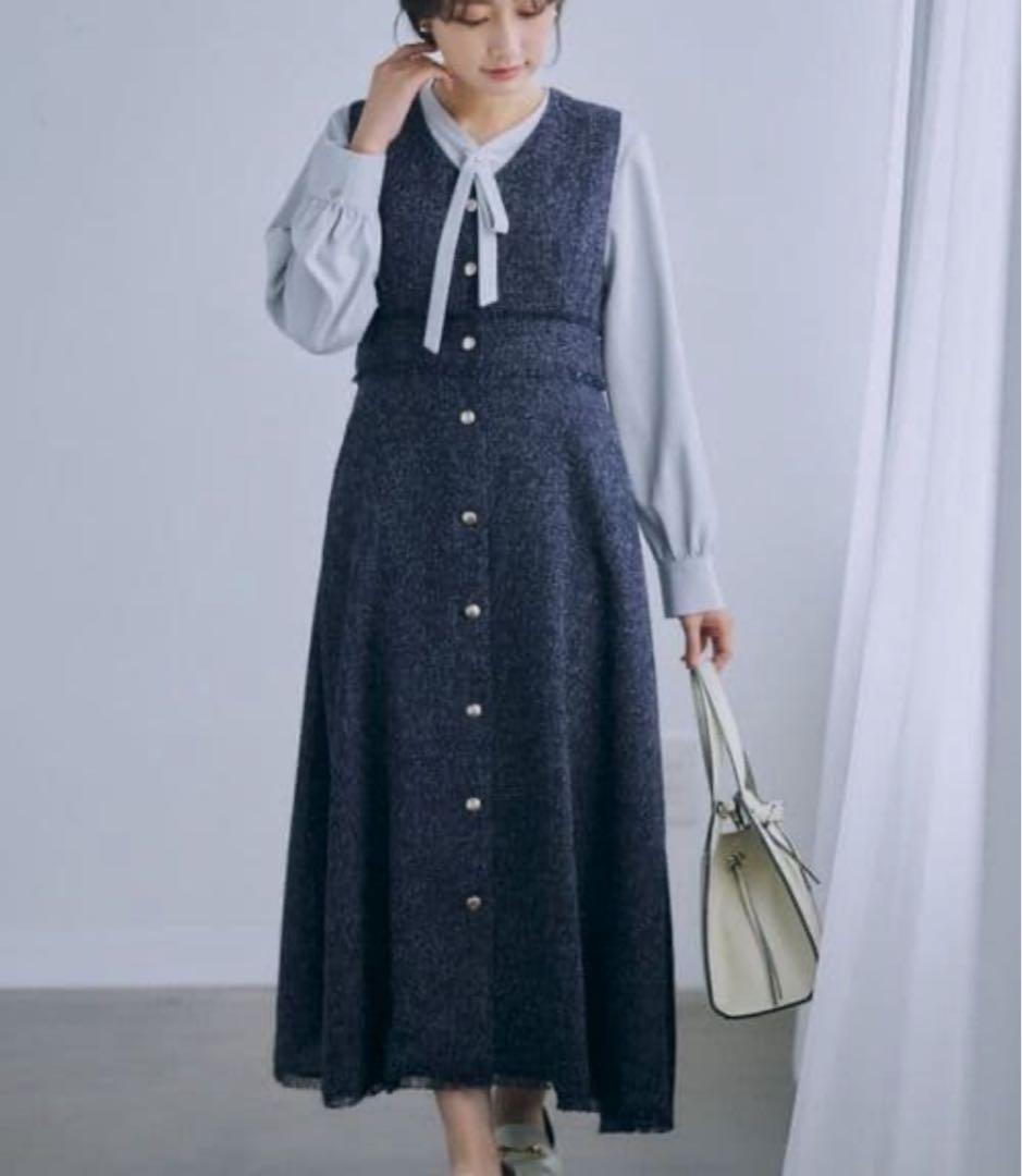 ★タグ付き新品未使用★コヒナcohina 完売品!ツイードワンピース レギュラー