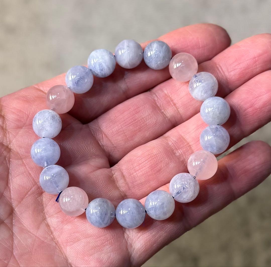 高品質ブルーローズクォーツ　11.4ミリ ③