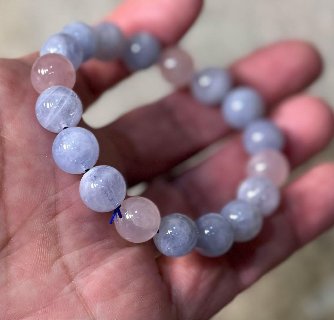 高品質ブルーローズクォーツ　11.4ミリ ③