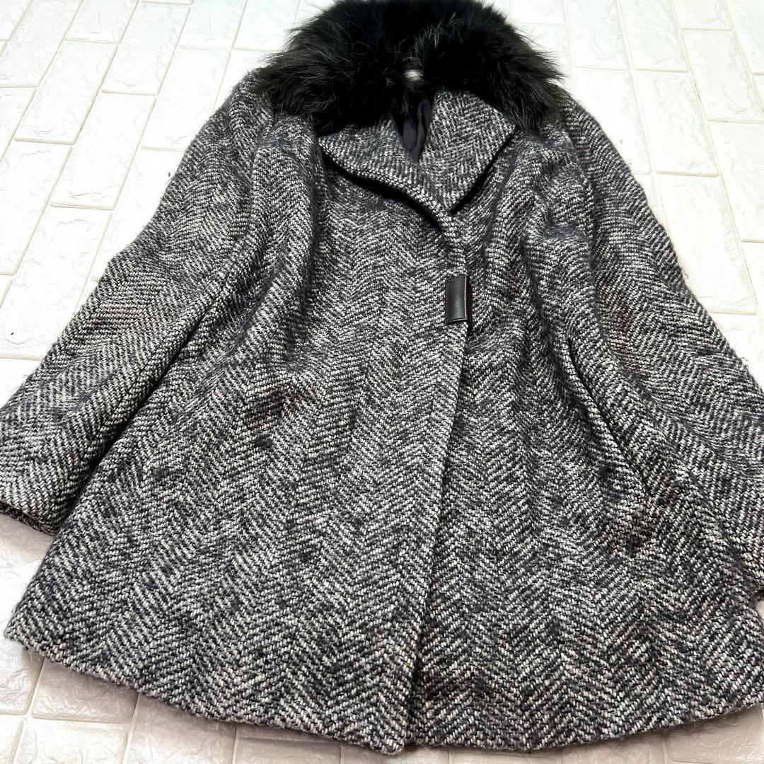 ファビアナフィリッピ フォックスファー モヘヤ シルク混 ロングコート